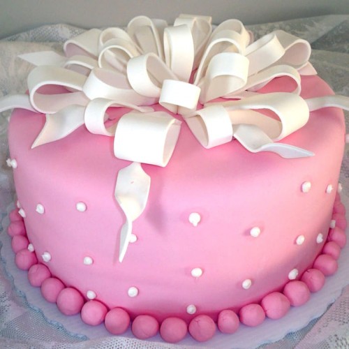 Pink Designer Fondant Cake Delivery in Noida