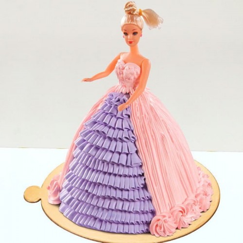 Pink & Purple Barbie Cream Cake Delivery in Noida