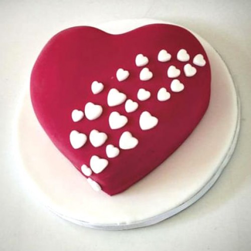 Red Heart Romantic Fondant Cake Delivery in Noida