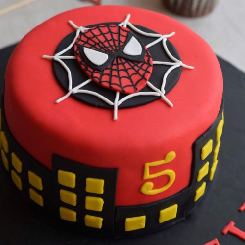 Round Fondant Spiderman Cake Delivery in Noida