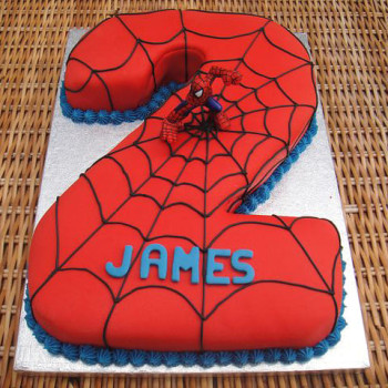 Spiderman 2 Number Fondant Cake