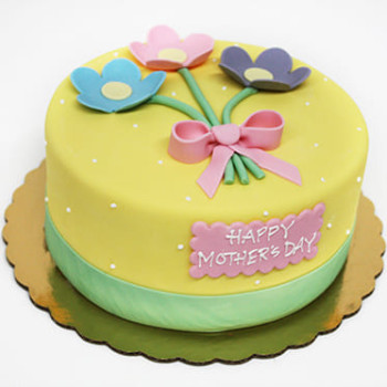 Yellow Floral Fondant Cake Yellow Floral Fondant Cake