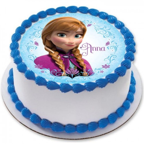 Disney Anna Frozen Round Photo Cake Delivery in Noida
