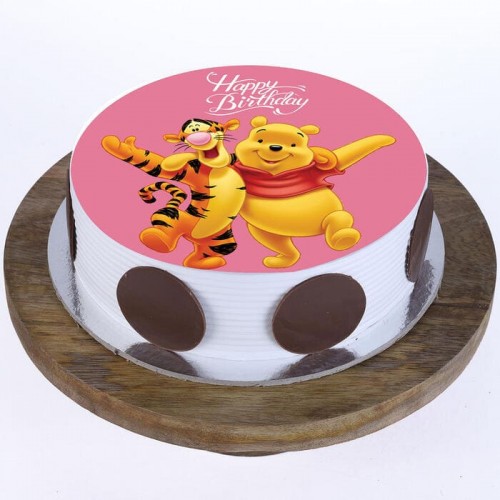 Pooh & Tigger Pineapple Photo Cake Delivery in Noida