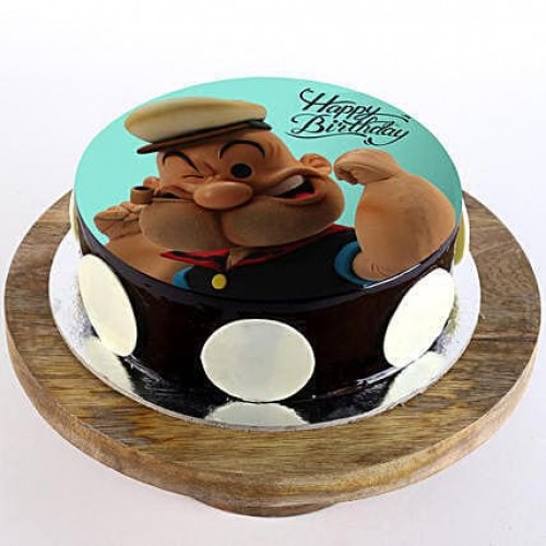 Popeye Cartoon Chocolate Photo Cake Delivery in Noida