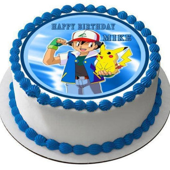 Round Pokemon Pikachu Photo Cake