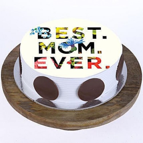 Best Mom Ever Pineapple Photo Cake Delivery in Noida