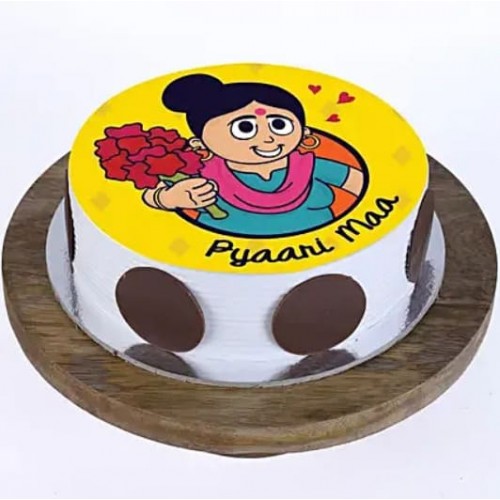 Pyaari Maa Pineapple Photo Cake Delivery in Noida