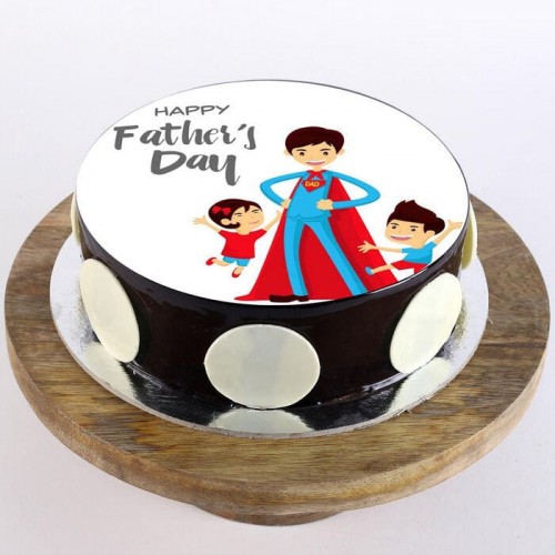 Superman Dad Chocolate Photo Cake Delivery in Noida