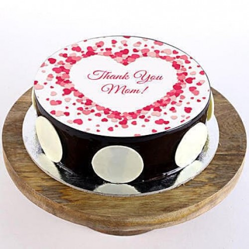 Thank You Mom Chocolate Photo Cake Delivery in Noida