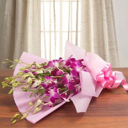 Bouquet of 6 Purple Orchids Delivery in Noida