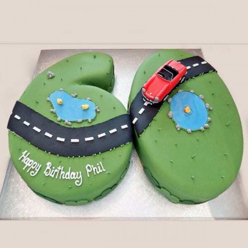 60th Birthday Driving Fondant Cake in Noida