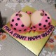 Polka Dots Pink Open Bra Fondant Cake in Noida