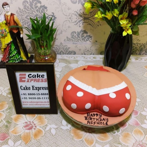 Red Polka Bra Theme Adult Cake in Noida