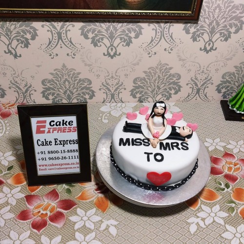 Miss to Mrs Theme Fondant Cake Delivery in Noida
