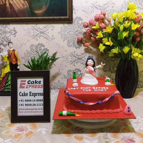 Red Fondant Bridal Bachelorette Cake in Noida