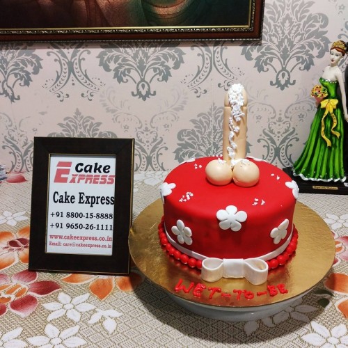 Red Fondant Penis Theme Cake Delivery in Noida