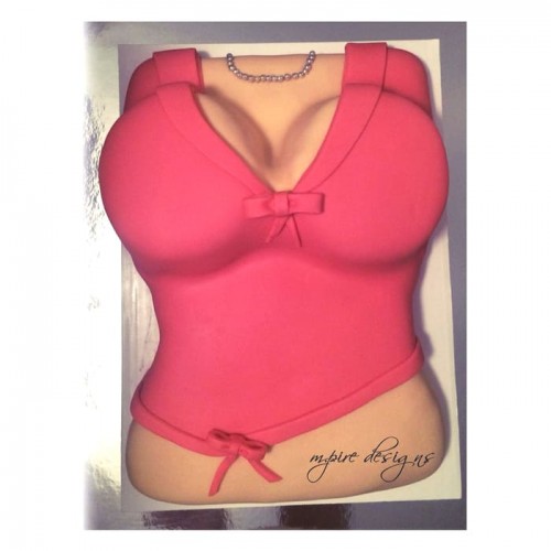 Woman Torso with Pink T-shirt Cake Delivery in Noida