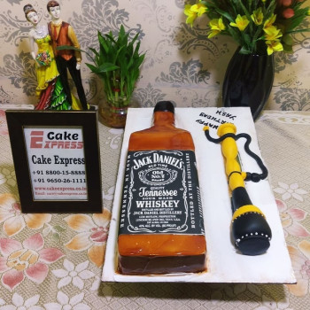Jack Daniel Bottle & Hookah Cake Jack Daniel Bottle & Hookah Cake