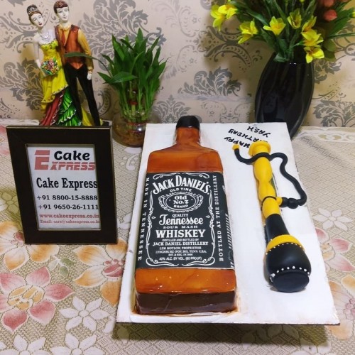 Jack Daniel Bottle & Hookah Cake Delivery in Noida