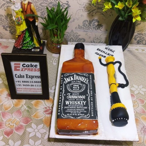 Jack Daniel Bottle & Hookah Cake Delivery in Noida