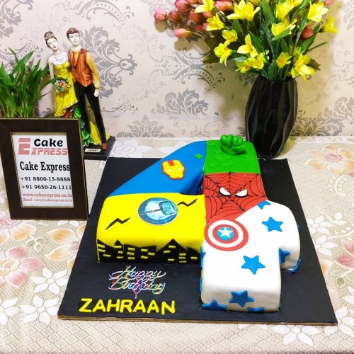 4 Number Avengers Theme Cake Delivery in Noida