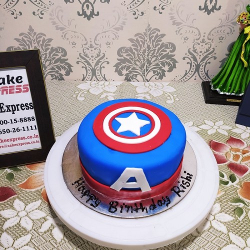 Captain America Fondant Cake Delivery in Noida