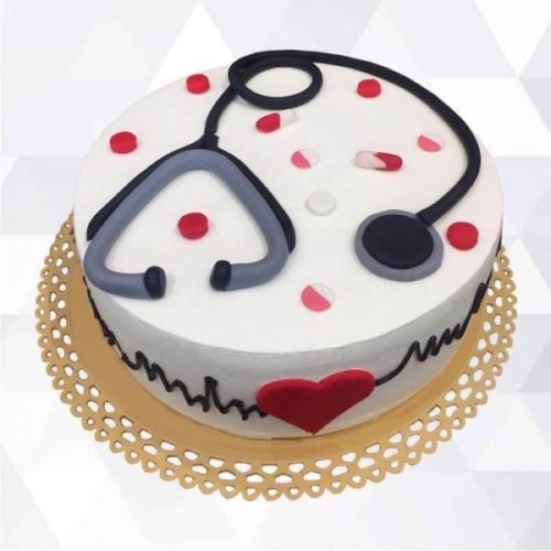 Simple Doctor Theme Semi Fondant Cake in Noida