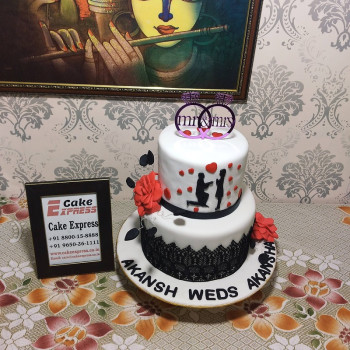 2 Tier Engagement Fondant Cake