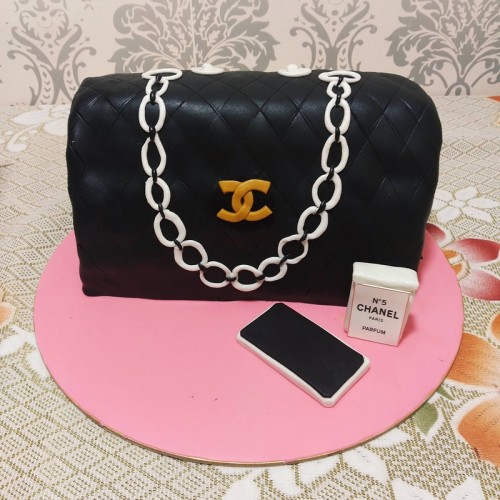 Classy Chanel Theme Fondant Cake Delivery in Noida