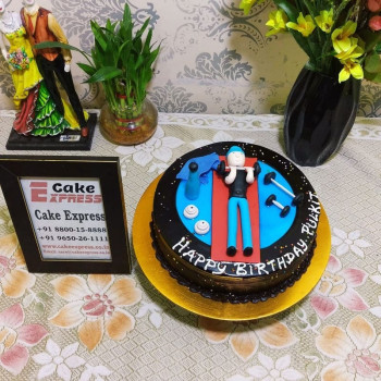 Gym Theme Semi Fondant Chocolate Cake