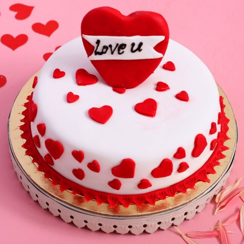 Love U Hearts Designer Fondant Cake in Noida