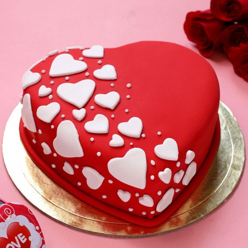 Special Hearts Truffle Fondant Cake in Noida