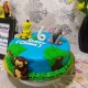 Animal Theme Blue Fondant Cake in Noida
