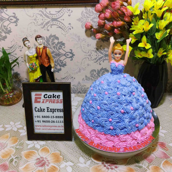 Barbie in Purple Floral Roses Cake