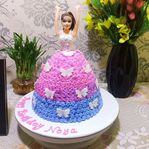 Barbie Doll Pink and Purple Cake Delivery in Noida