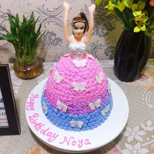 Barbie Doll Pink and Purple Cake Delivery in Noida