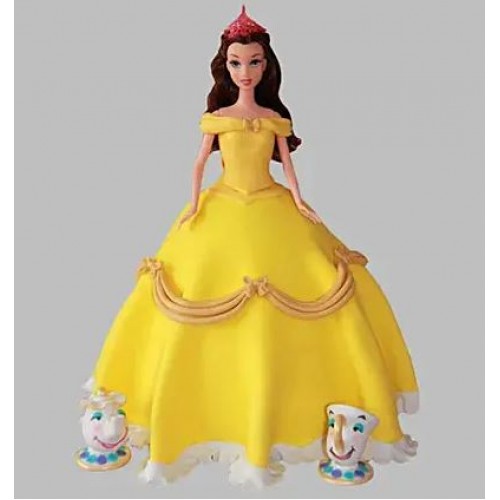 Yellow Barbie Fondant Cake Delivery in Noida