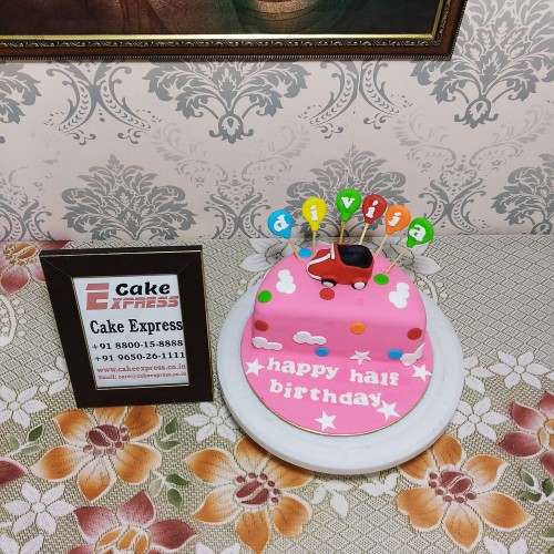 Half Birthday Fondant Cake Delivery in Noida