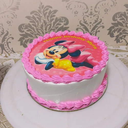 Disney Minnie Mouse Round Photo Cake Delivery in Noida
