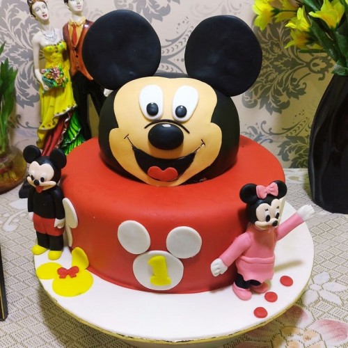 Naughty Mickey Mouse Fondant Cake in Noida