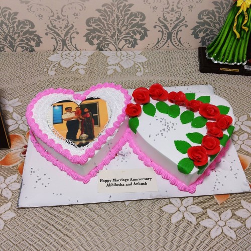 Double Heart Photo Cake Delivery in Noida