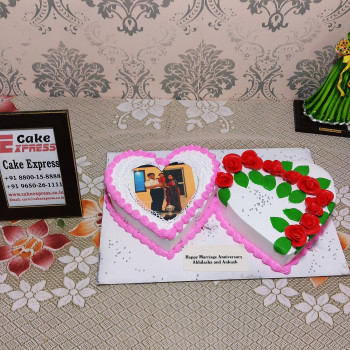 Double Heart Photo Cake