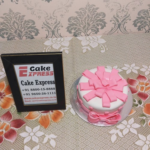 Pink Bow Truffle Fondant Cake in Noida