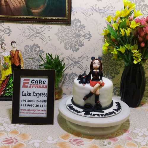 Girl with Dog Theme Fondant Cake in Noida