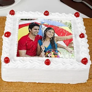 Pineapple Square Shape Photo Cake Delivery in Noida