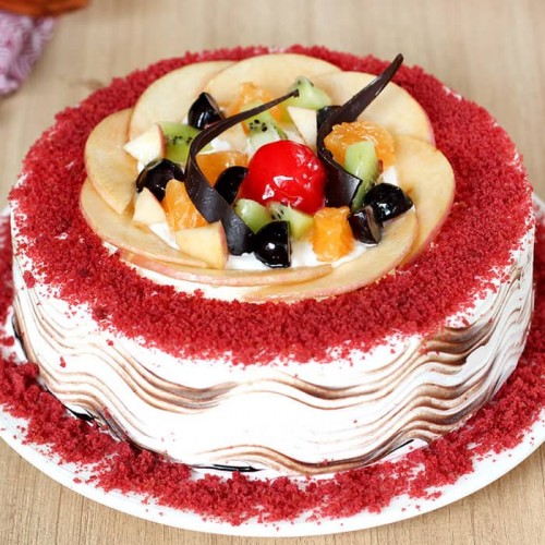 Red Velvety And Fruity Delight Cake Delivery in Delhi