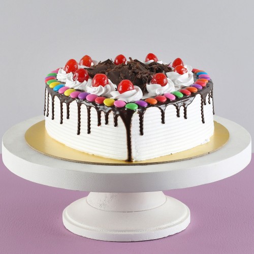 Black Forest Gems Decorated Heart Cake Delivery in Noida