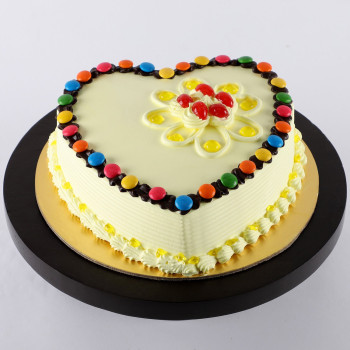 Heart Shaped Butterscotch Gems Cake