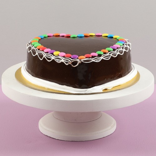 Heart Shaped Chocolate Cake With Gems Delivery in Noida